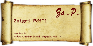 Zsigri Pál névjegykártya